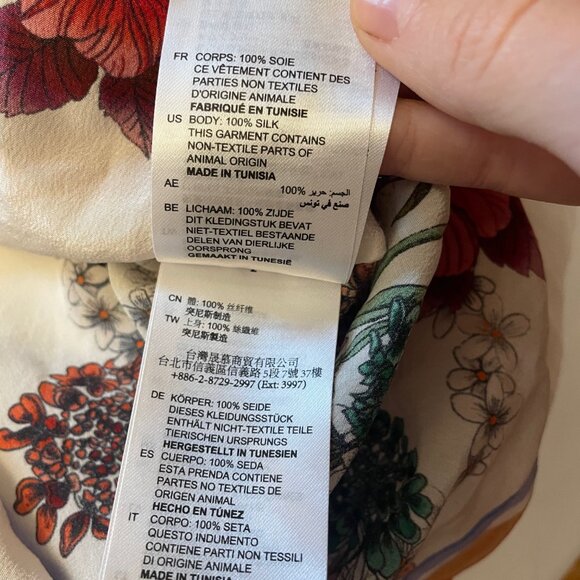 Sandro Women's Silk Floral Print Short Sleeved Button Down - Picture 6 of 11